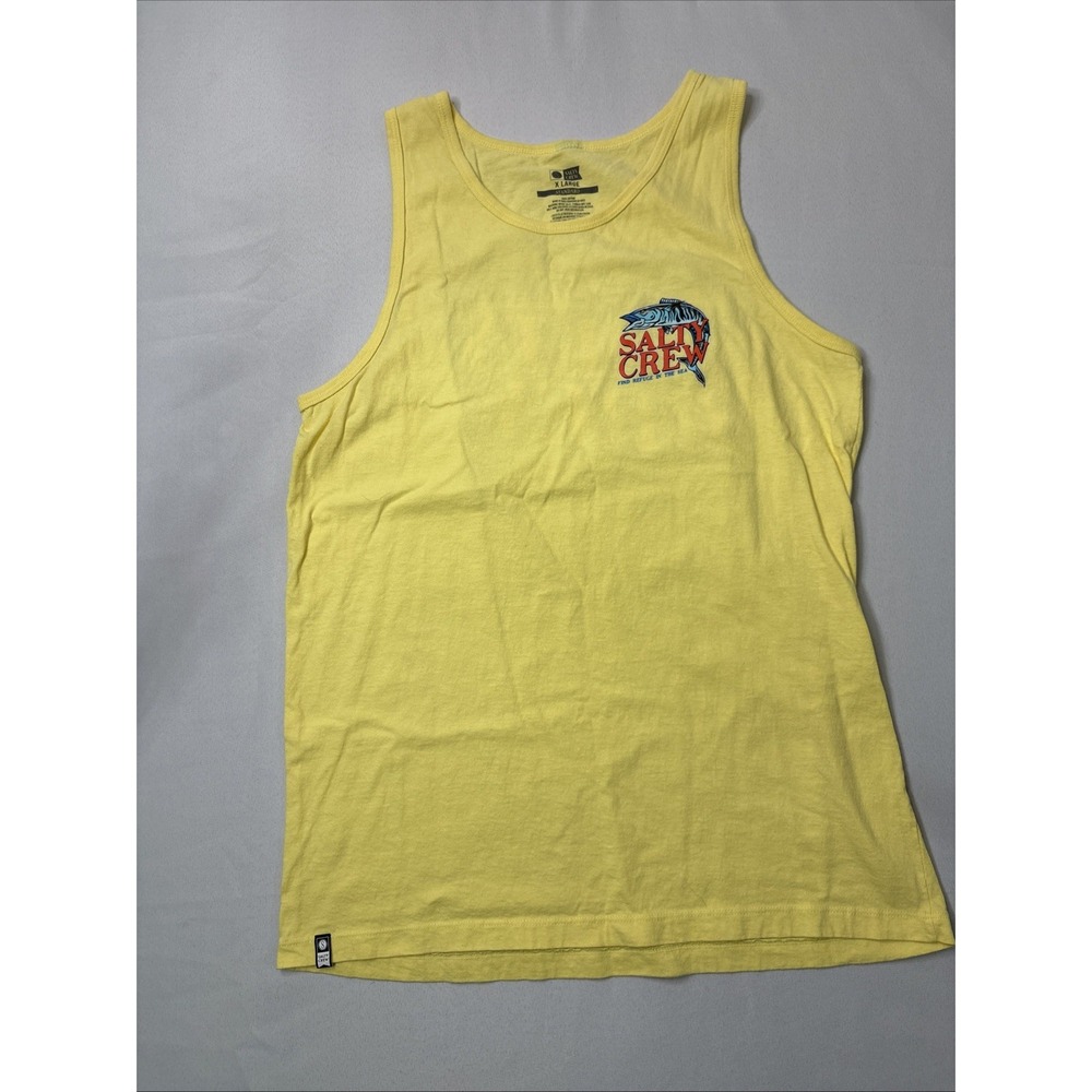 Salty Crew Tank Top Mens Large Yellow Fish Graphic Cotton Knit Casual Beach Dad